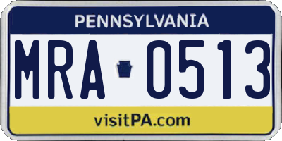 PA license plate MRA0513