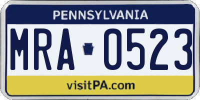 PA license plate MRA0523
