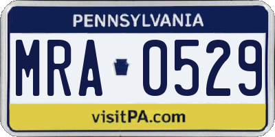 PA license plate MRA0529
