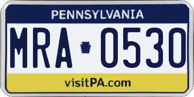 PA license plate MRA0530