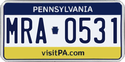 PA license plate MRA0531