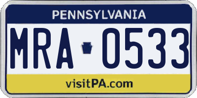 PA license plate MRA0533