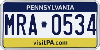 PA license plate MRA0534