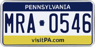 PA license plate MRA0546