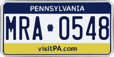 PA license plate MRA0548