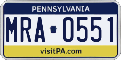 PA license plate MRA0551