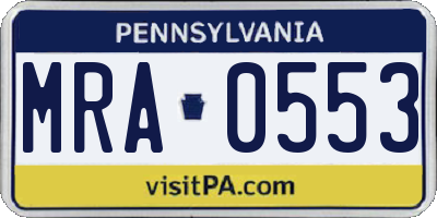 PA license plate MRA0553