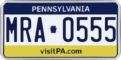 PA license plate MRA0555