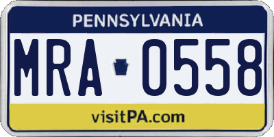 PA license plate MRA0558