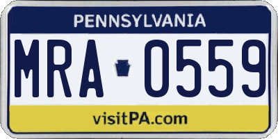 PA license plate MRA0559