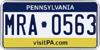 PA license plate MRA0563