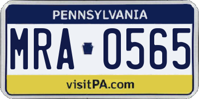 PA license plate MRA0565