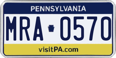 PA license plate MRA0570