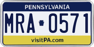 PA license plate MRA0571