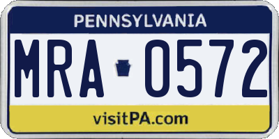PA license plate MRA0572