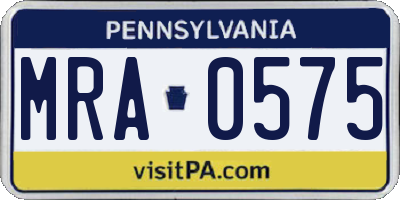 PA license plate MRA0575