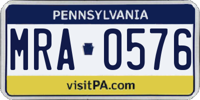 PA license plate MRA0576
