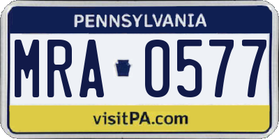 PA license plate MRA0577
