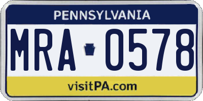 PA license plate MRA0578