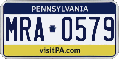 PA license plate MRA0579