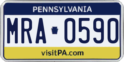 PA license plate MRA0590