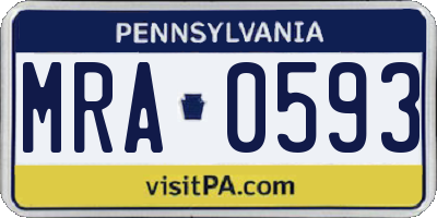 PA license plate MRA0593