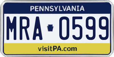 PA license plate MRA0599