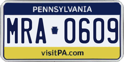 PA license plate MRA0609