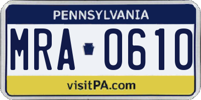 PA license plate MRA0610