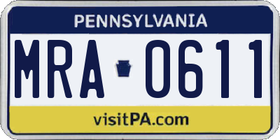 PA license plate MRA0611