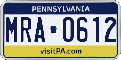 PA license plate MRA0612