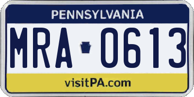 PA license plate MRA0613
