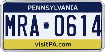 PA license plate MRA0614