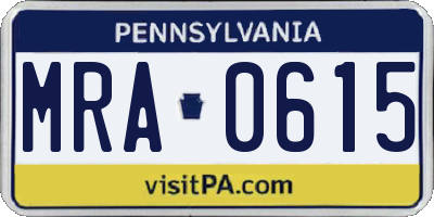 PA license plate MRA0615