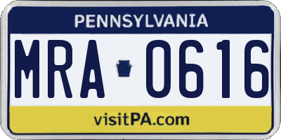 PA license plate MRA0616
