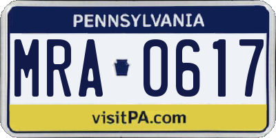 PA license plate MRA0617