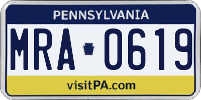 PA license plate MRA0619
