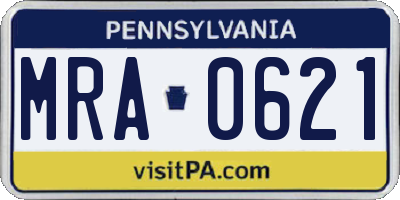 PA license plate MRA0621