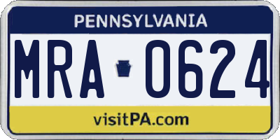 PA license plate MRA0624