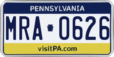 PA license plate MRA0626
