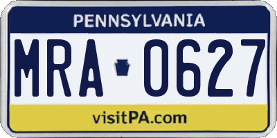 PA license plate MRA0627