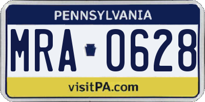 PA license plate MRA0628
