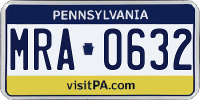 PA license plate MRA0632