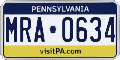PA license plate MRA0634