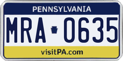 PA license plate MRA0635