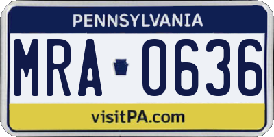 PA license plate MRA0636