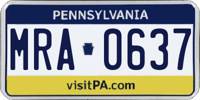 PA license plate MRA0637
