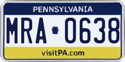 PA license plate MRA0638
