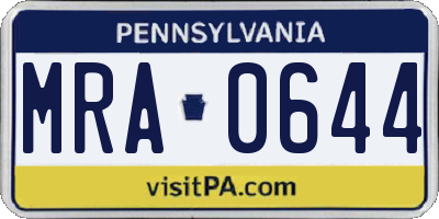 PA license plate MRA0644