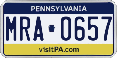 PA license plate MRA0657